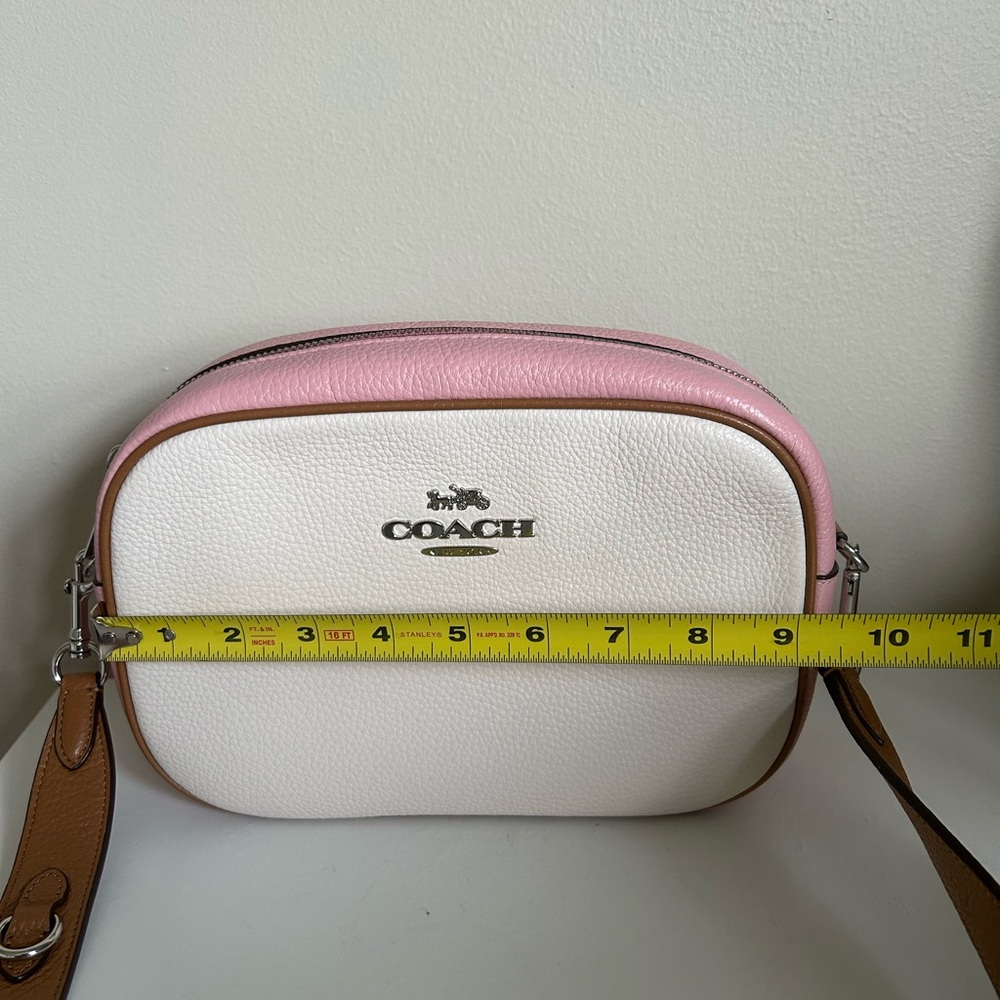 Coach Jamie Camera Bag Colorblock White Pink Pebbled Leather Crossbody Bag C9926 - Picture 7 of 8
